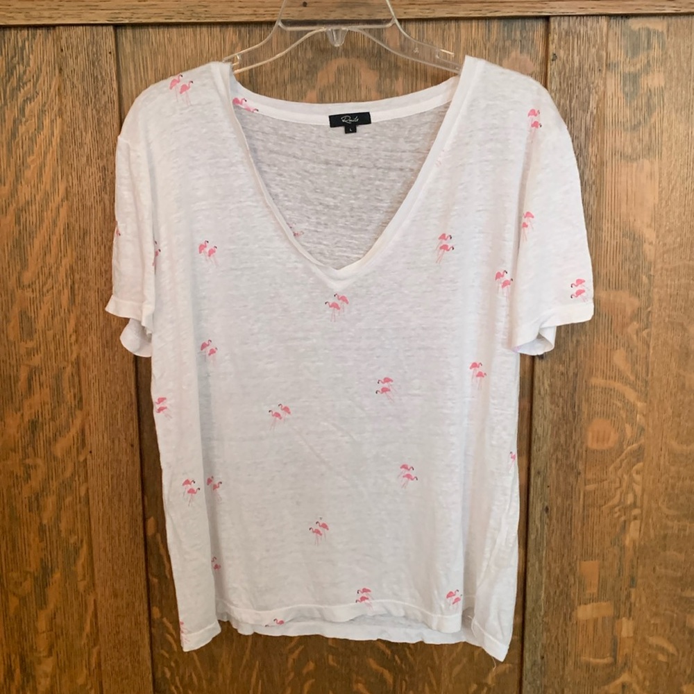 Rails Linen Blend Sheer Lightweight Flamingo T-Sh… - image 1